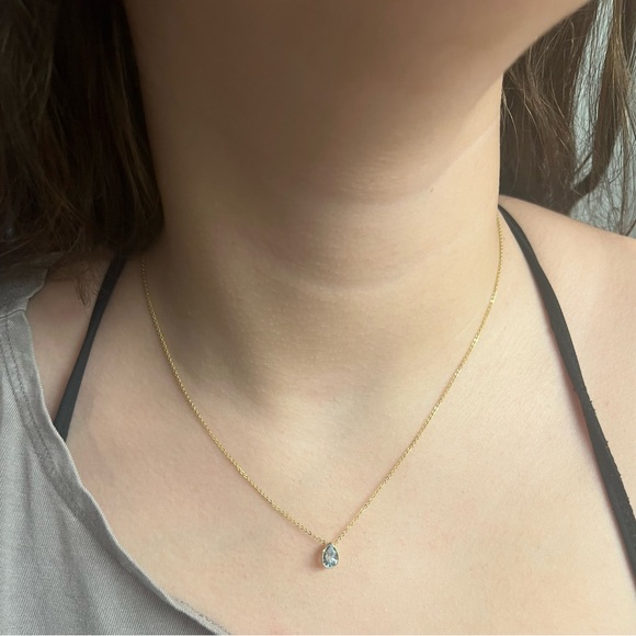 James Michelle Ocean Drop 14K Gold Necklace in Blue Aquamarine - Picture 8 of 8